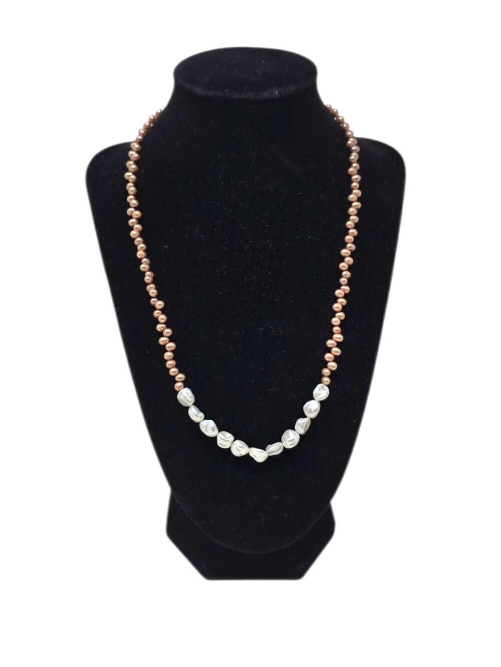 Handcrafted Baroque Freshwater Pearl Beaded Necklace With Toggle Clasp 20"